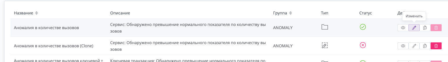 Действия над правилом